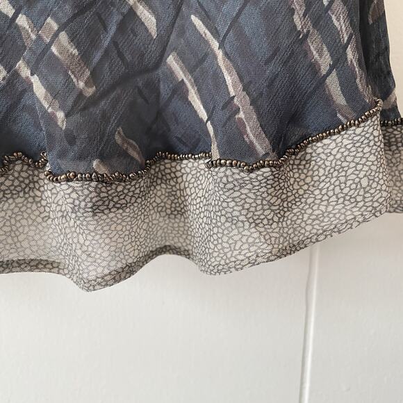 Y2K Vintage Whimsigoth Ruffle Hem Abstract Beaded Maxi Dress‎ Witchy Vamp S NEW - Picture 5 of 8